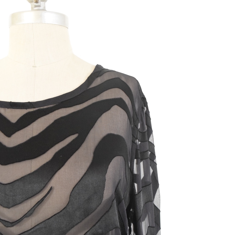 ❌SOLD❌EQUIPMENT Black Burnout Silk Zebra Blouse - Picture 2 of 5